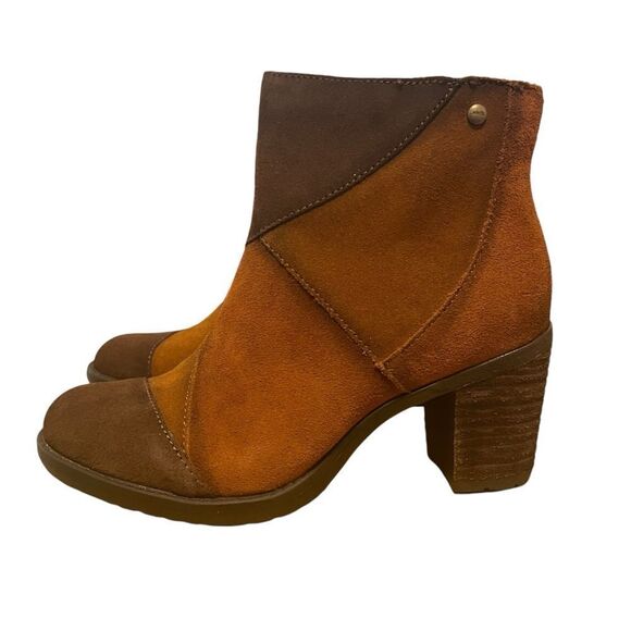 Earth Malta Patchwork Brown Suede Zipper Ankle Boots Booties Size 6.5 NEW - Picture 1 of 6